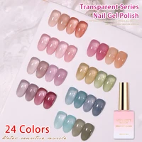 Vendeeni 24 Colors Jelly Transparent Gel Nail Polish Nude Pink Skin Color UV Soak Off Gel Varnish Jade Nail Art Gel Lacquer 15ml 1