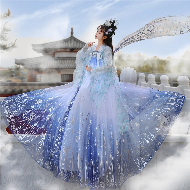 

Hanfu Dress Women Fully Pleated Sequins Shimmering Gown Traditional Chinese Prom Birthday Gift Oriental Fairy Princess Skirt Y2k