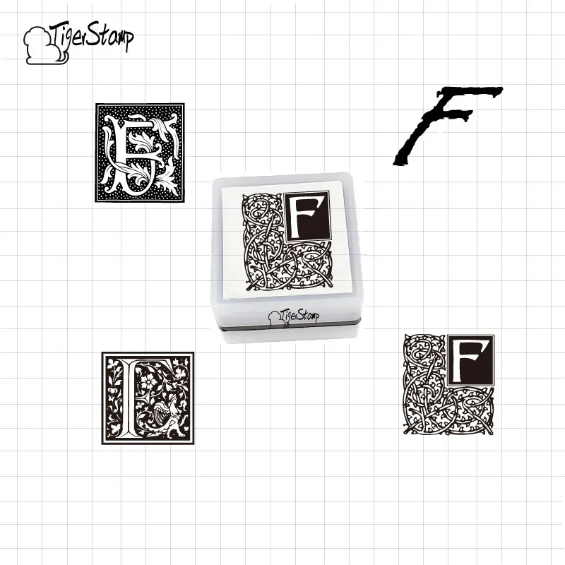 Tigerstamp 4 Pezzi "F" Lettera Timbro Autoinchiostrante Per Insegnante Sigillo Di Slogan Personalizzato Libris Logo Nome Segno Sigilli Stampa Craft F0