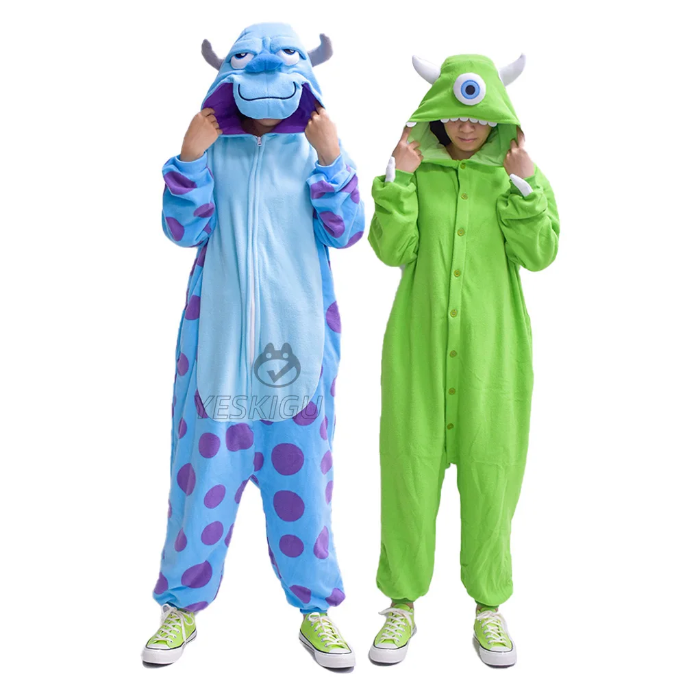 Kigurumi pajamas onesies cosplay pajamas onesies couple anime kigurumis funny onesie Sully Mike pajamas Halloween costumes festival outfit cartoon jumpsuit monster suit