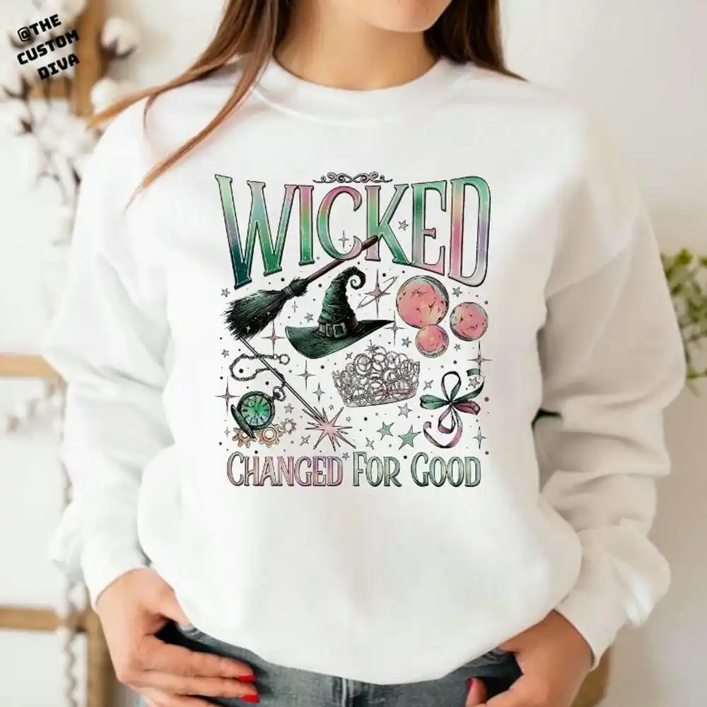 Wicked Changed for Good Sweatshirt Book Lover Gift Defy Gravity Sweatshirt Women Basic Tops Loose Vintage Fleece Sweatshirts