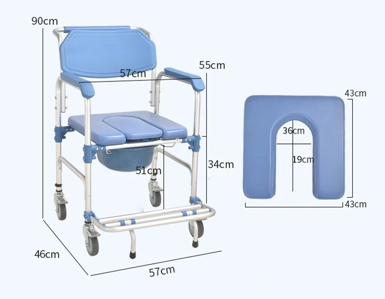 Powered Patient Lift Transfer Chair With Commode Foldable Bedside Commode Chair With Wheels Toilet 3