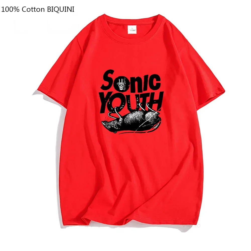 Camisetas estampadas de la banda musical Sonic Youth para hombre, camisetas 100 % algodón, camisetas elegantes, camisetas holgadas informales de estilo hip hop y Harajuku