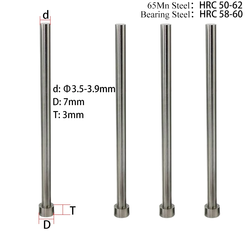 

3.6/3.7/3.8/3.9*80/100/125/150/180/200mm 65Mn Round Tip Plastic Injection Component Mold Straight Punching Ejector Pin