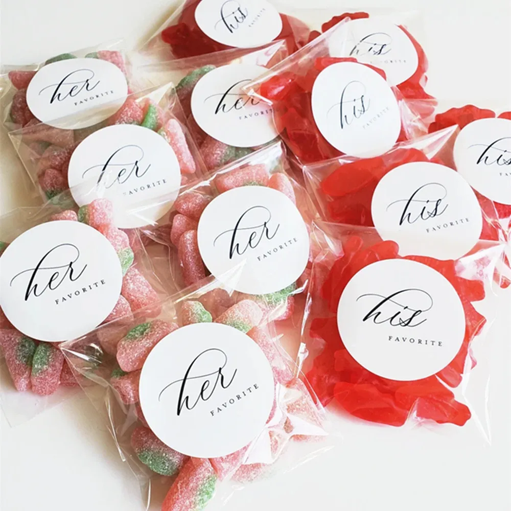 

20PCS Custom Wedding Candy Favor Bag STICKERS - His Favorite, Her Favorite - Printed Labels - DIY Wedding Favor
