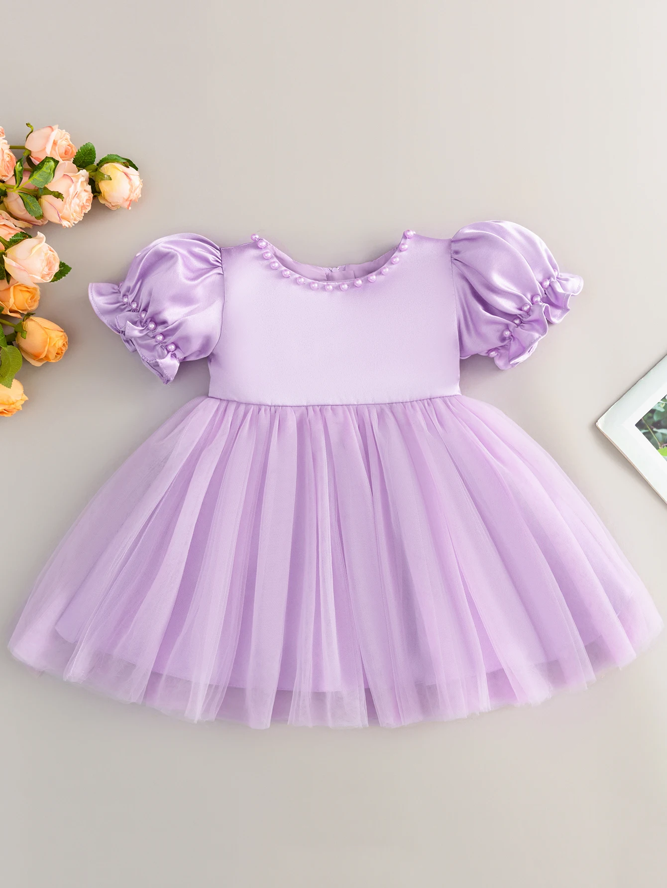 Elegant Sky Blue Satin Princess Dress for Girls with Bowknot - Ideal for Special Occasions