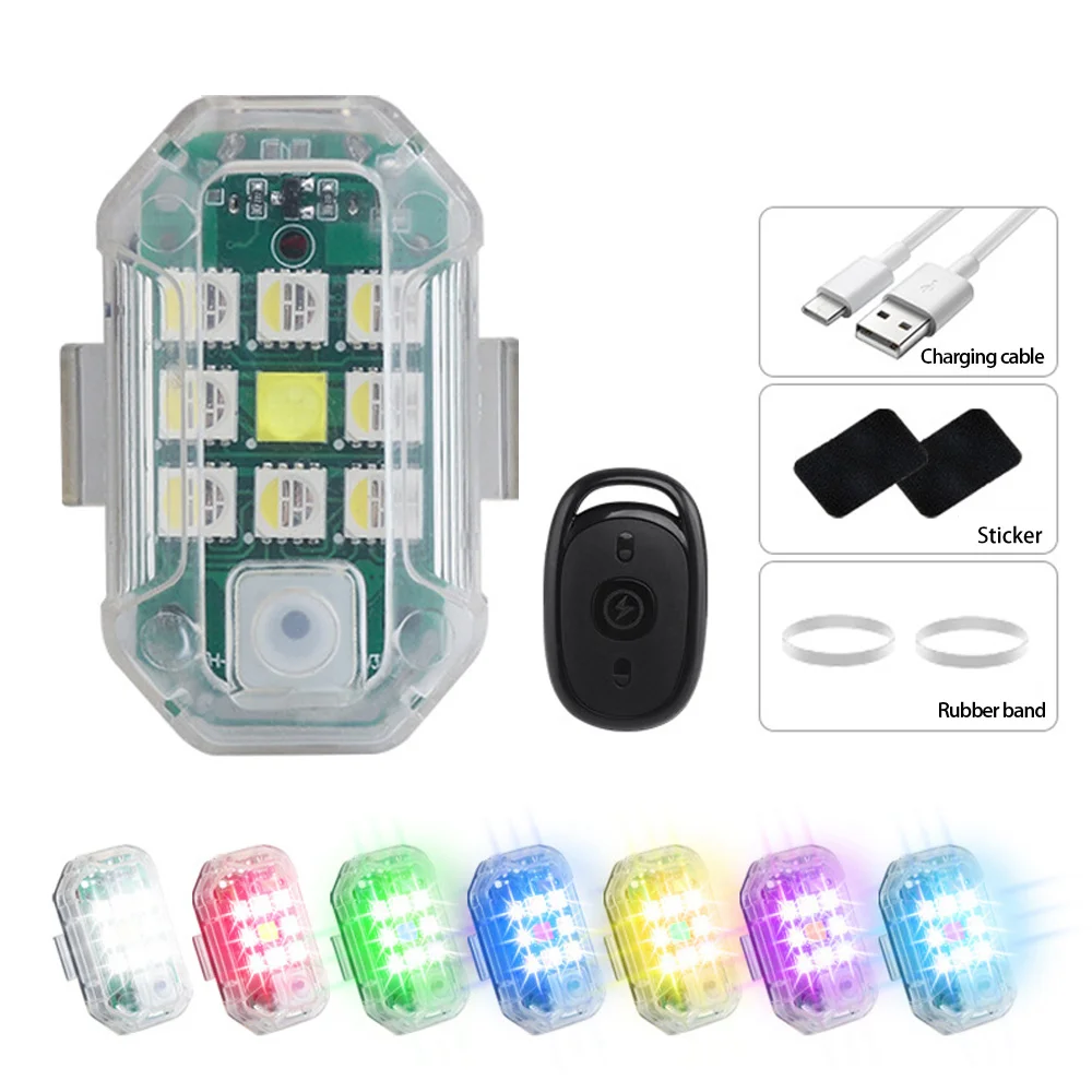 Lampe LED Stroboscopique Moto VTT 7 Couleurs Télécommande