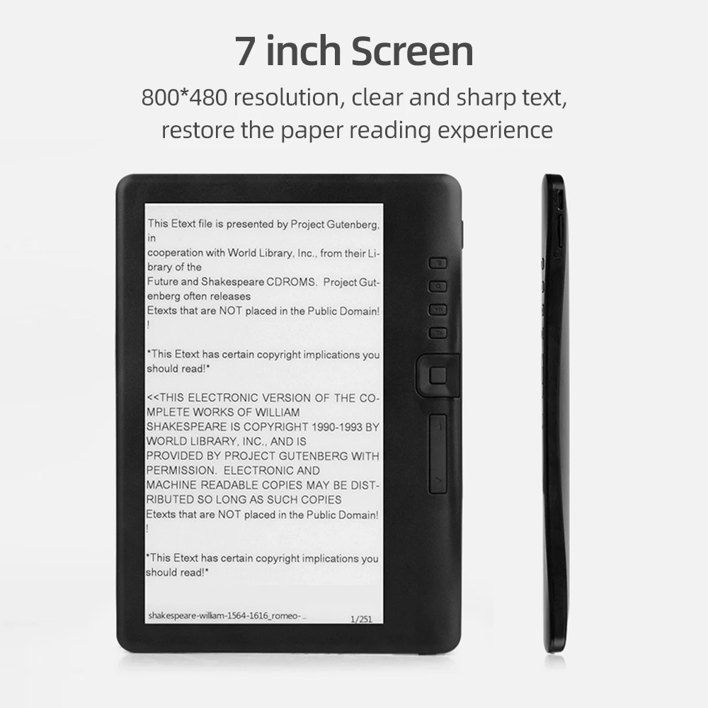 Portable E-book Reader 7 Inch Multifunctional 8/16GB Memory Compact Size Buitl-in Lithium Battery Long Endurance Time ebook reader