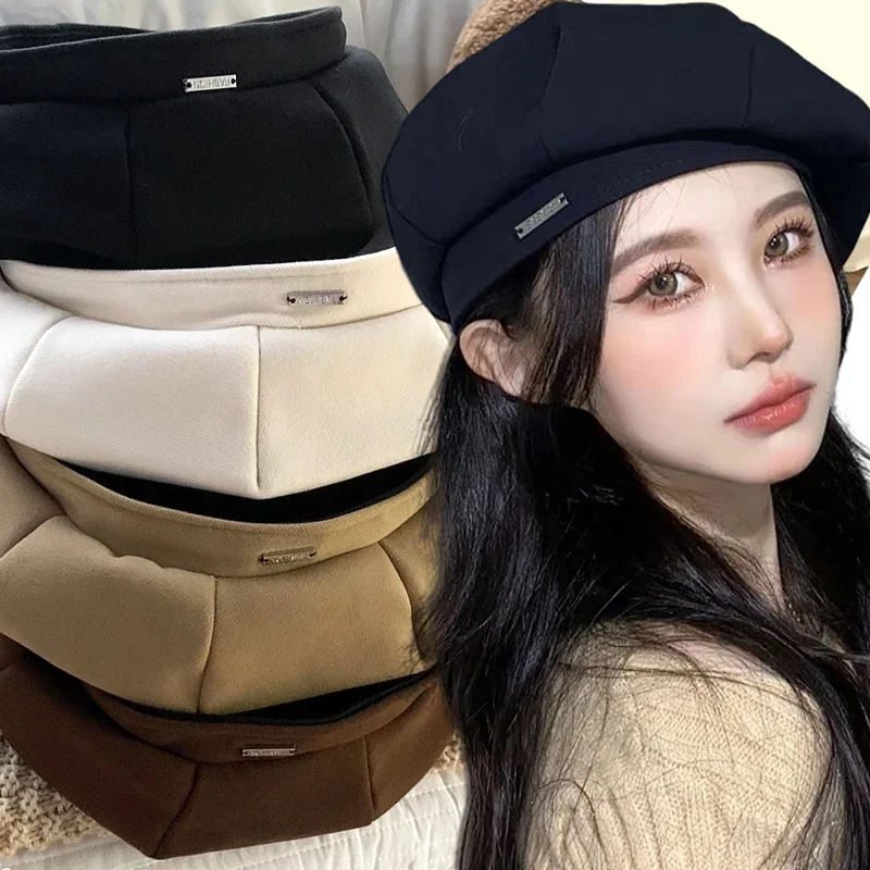 Women Berets Classic Hats Korean Classic Premium Feel Black Beret Spring Autumn Thin Solid Color INS Trendy Versatile Painter Hat Simple Caps for Women