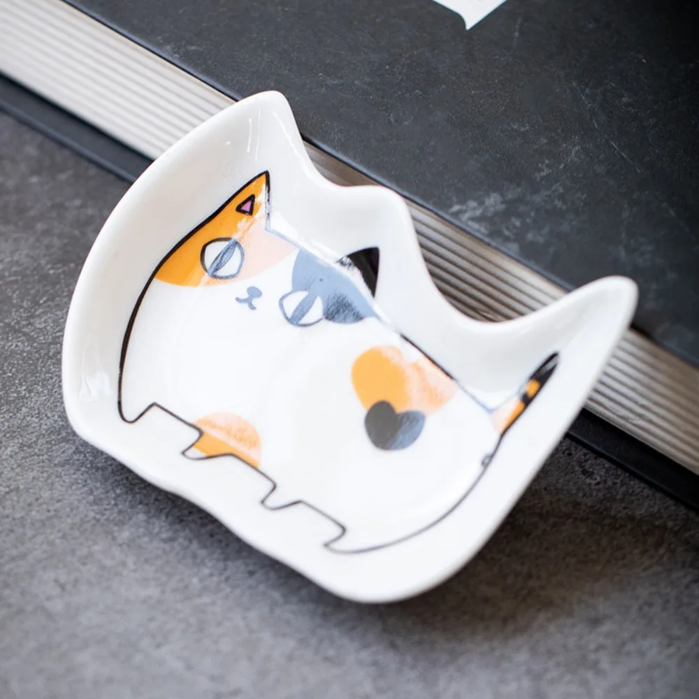 Description Picture 5 of item1Pc Ceramic Tiny Plate Kitten Shaped Seasoning Plate Creative Dessert Decoration Dishes Kitchen Tableware Accessories