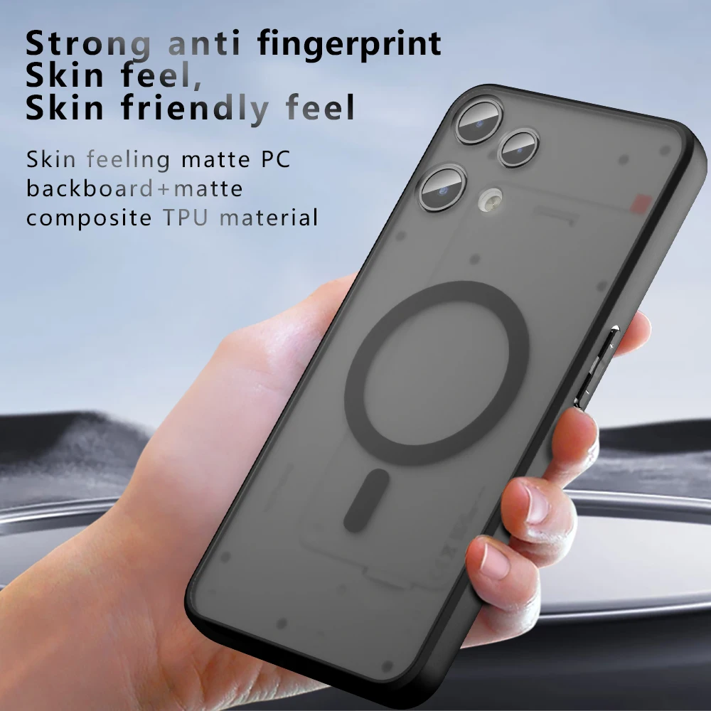 Shockproof Matte TPU Frame Case with Magnetic Wireless Charging Capability and Translucent Back Cover
