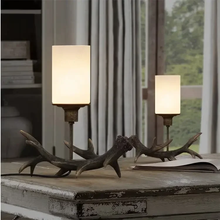 Description Picture 4 of itemcountry retro antique bedroom dining room personalized carving romantic wind antlers candlestick desk lamp торшер напольный