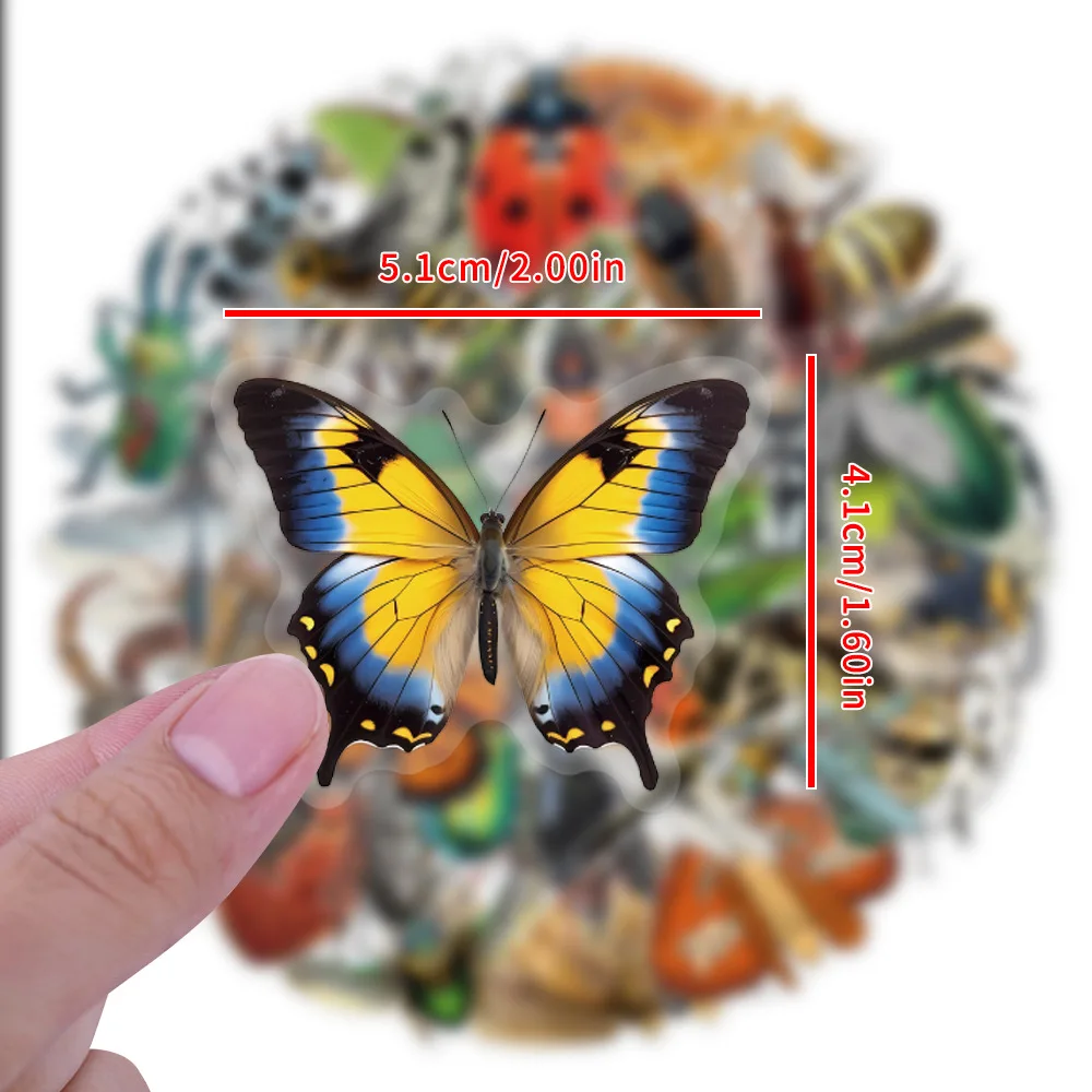 64Pcs 귀여운 곤충과 딱정벌레 곤충 스티커 데칼 노트북 스크랩북 수하물 기타 헬멧 DIY 미적 스티커