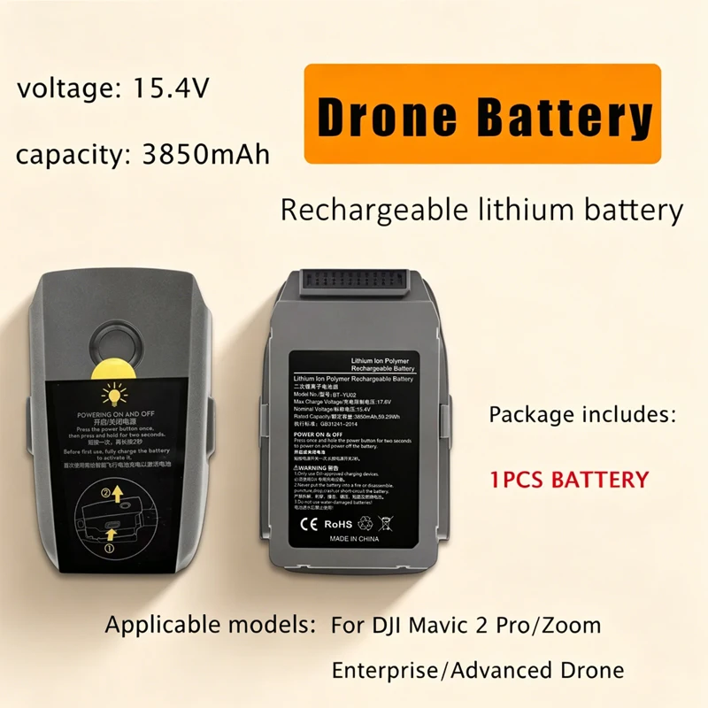 Batterie DJI Mavic 2 3850mAh 15.4V Lipo 4S 60W Charge Rapide