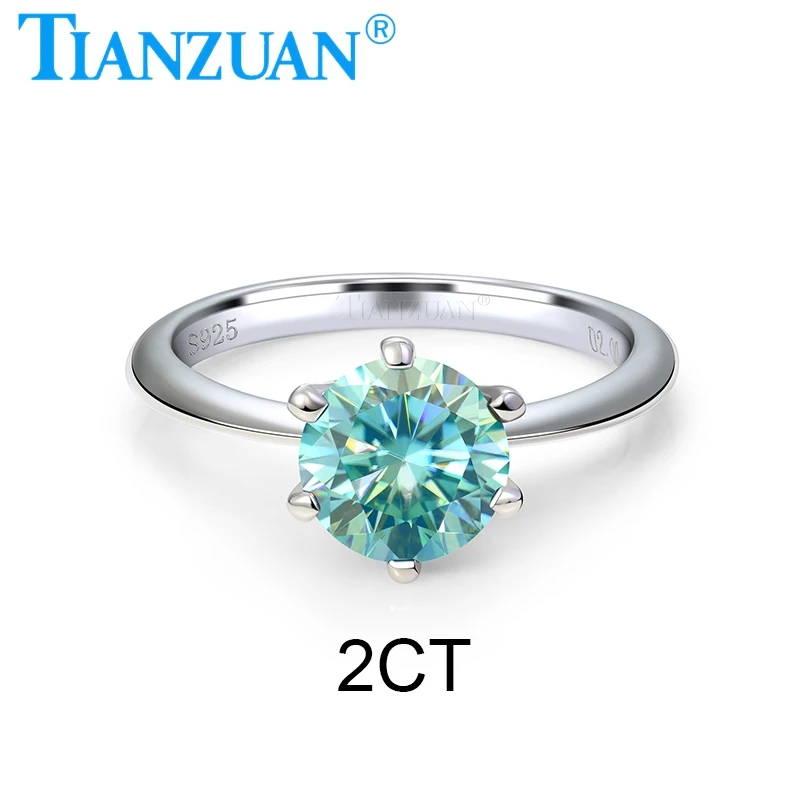 925 sterling silver ring 0.5ct 1ct 2ct 3ct Light Blue Color Moissanite ring Wedding Party Anniversary Ring For Women