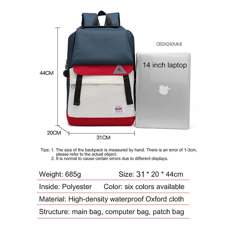 OYIXINGER Girl's Schoolbag Patchwork Backpacks For Teenager USB Charging Waterproof School Backpack Large Capacity Travel Bag
