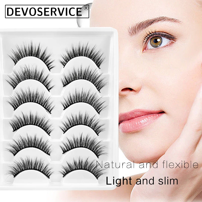 

Russian Stripe Lashes 6 Pairs Natural Mink Eyelashes Cross Fluffy False Eyelash 3D Dramatic Fake Lash Extension Makeup Faux Cils