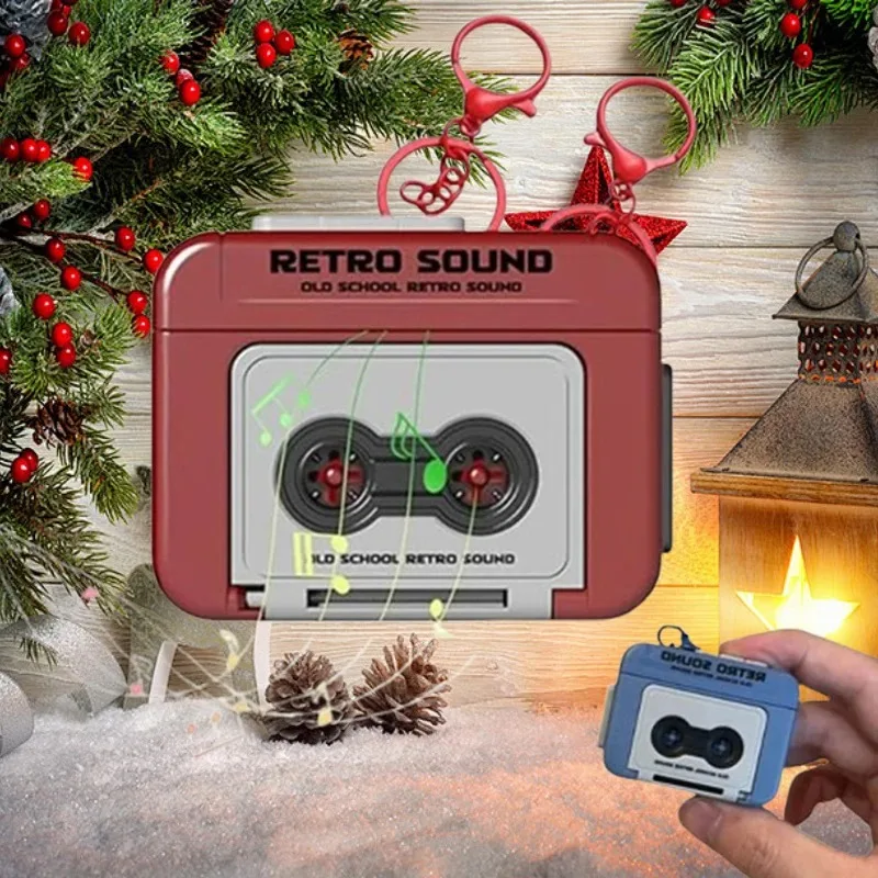 Retro Mini Music Keychain Recorder Storage Box