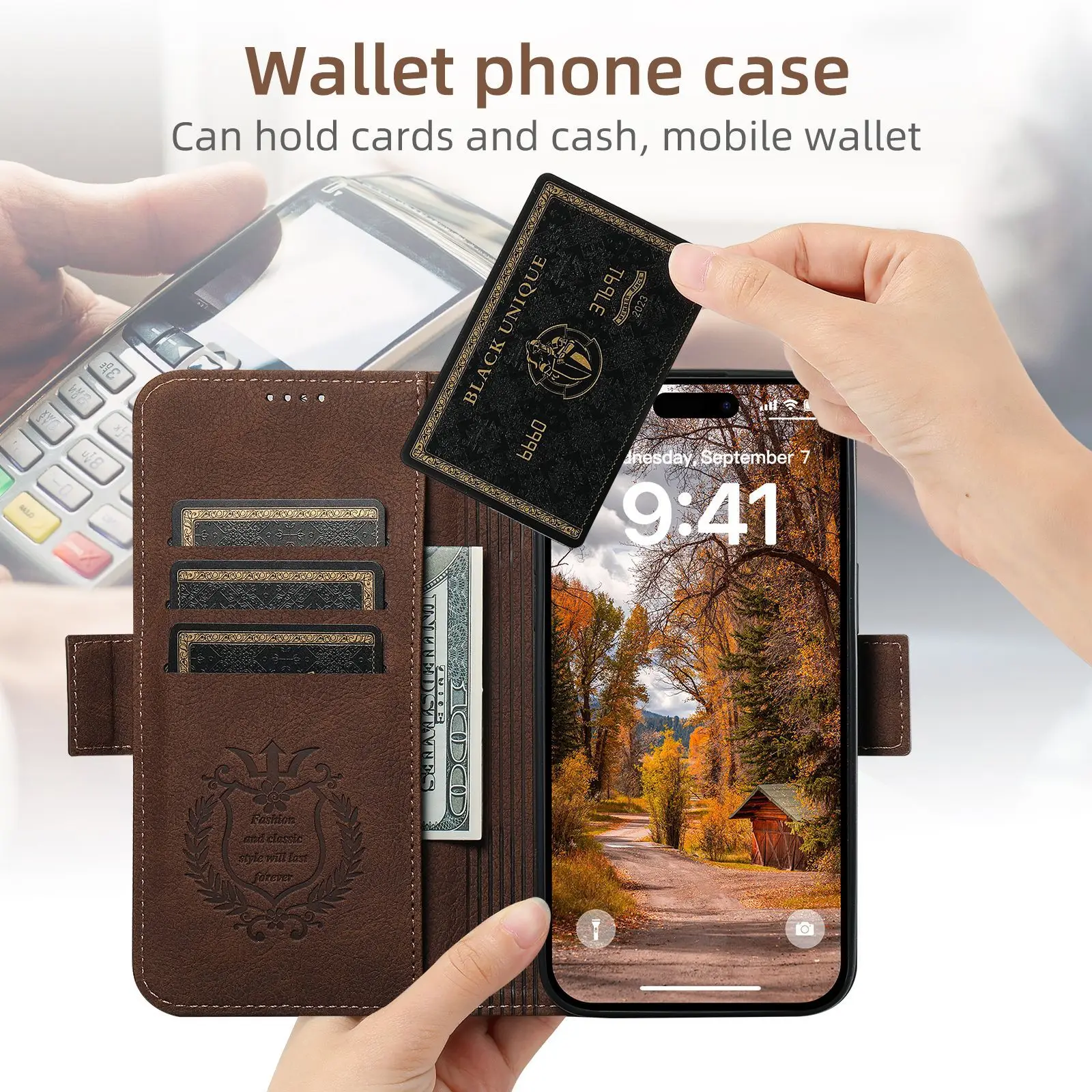 Classic Wallet Flip Genuine Leather Case For Iphone 15 14 Plus 13 12 Pro Max Magnetic Book Flip Phone Cover Bag For Magsafe