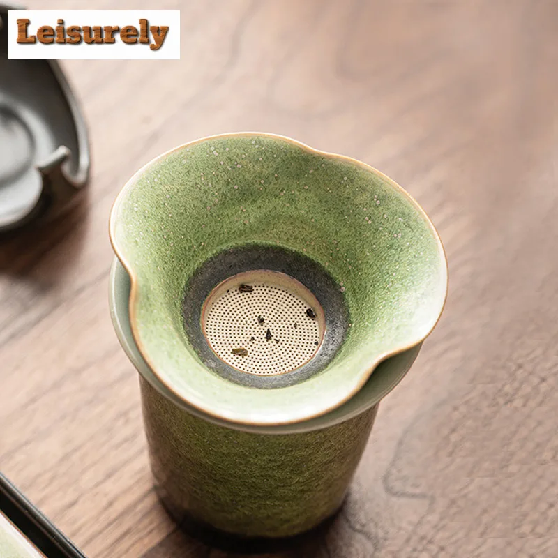 Starry Sky Green Ceramic Tea Separator Infusor Elegant Chhai for Tea Tea Strainer Tea Maker Tea Filter Drinkware Supplies Craft