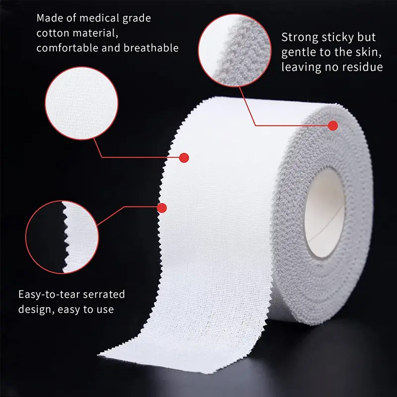 2.5/3.8/5cm 9.1Meters Sport Athletic Waterproof Cotton White Boxing Adhesive Tape Strain Injury Support Sport Binding Bandage - Image 2