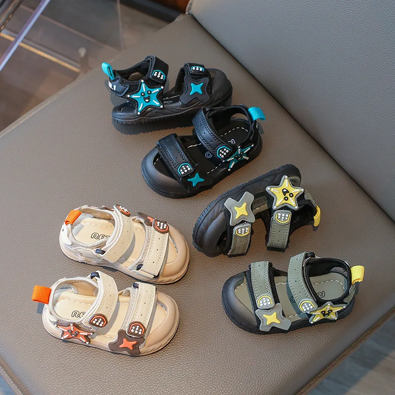 Kids Shoes Kids Sandals Baby Sandals Sandals and Clogs Children Summer Beach Sandals Boys Artifical Leather Breathable Comfortable Flat Sandals Baby Soft Shoes H03272