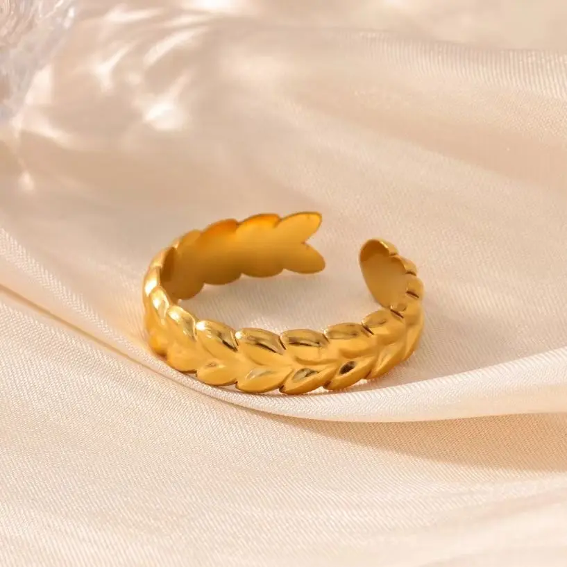 Stainless Steel Spliced Wheat Ring Women