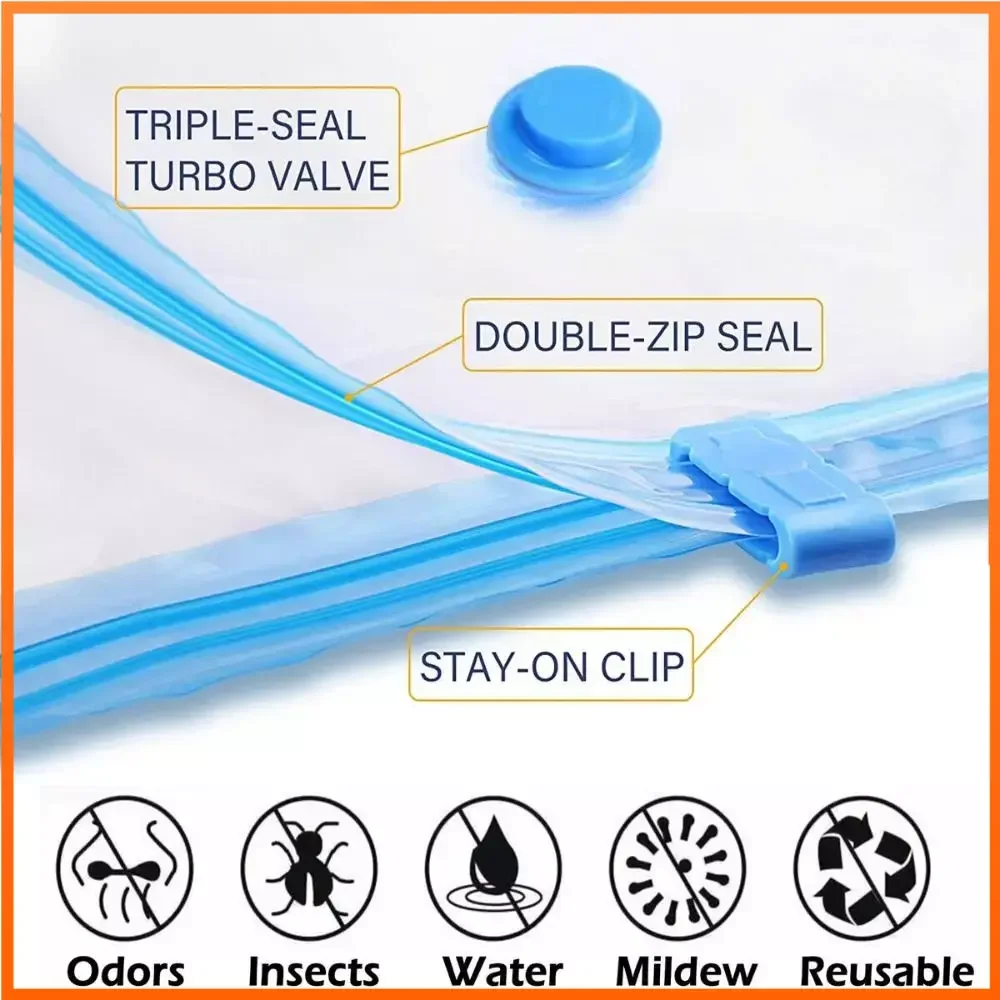 3/5PCS Vacuum Storage Bags For Clothes,Bedding,Space Saving Bags Storage Vacuum Seal Packet,Folding Compressed Organizer Bag 4