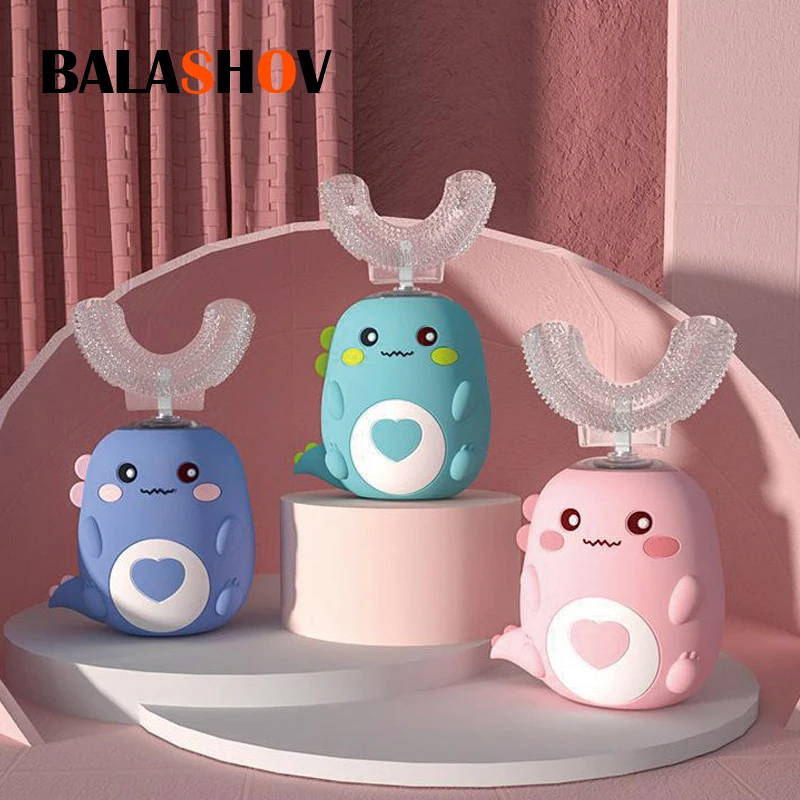 Children U-shaped Electric Toothbrush 360 Degrees Smart Cartoon Kids...