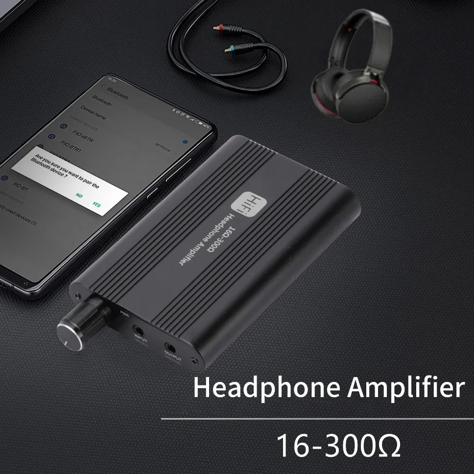 HiFi Headphone Amplifier 3.5mm Stereo Audio Out 16-300&Omega; with Switch Powered 2-Level Boost