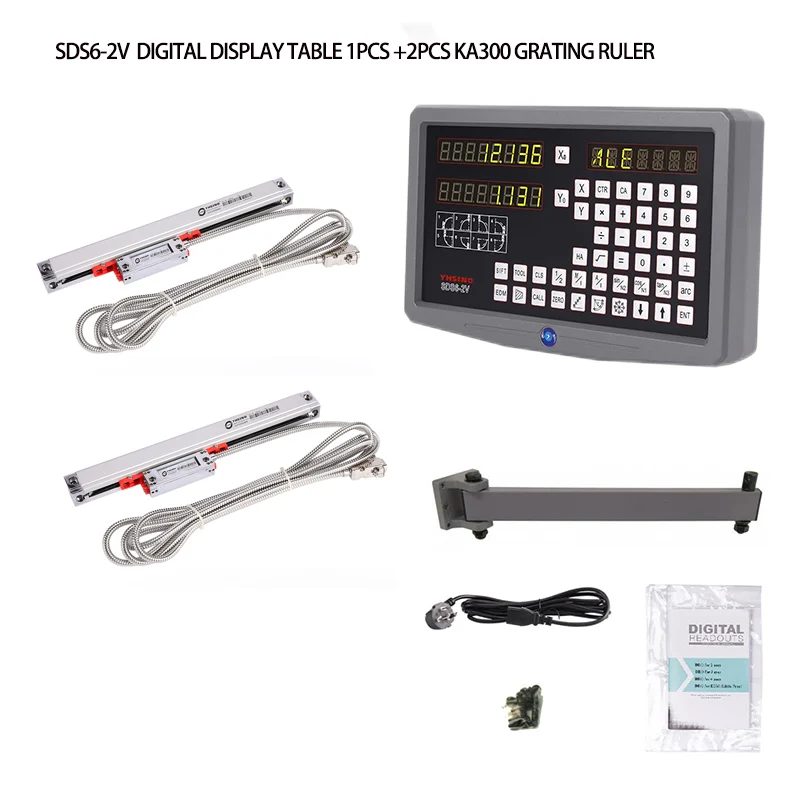 

2 Axis Digital Readout DRO Kit SDS6 2V and 2pcs KA300 KA500 Slim Ruler High Linear Scale Optical Encoder Lathe
