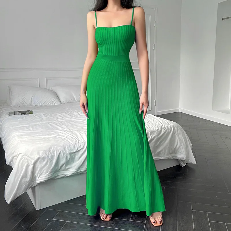 

Women's Clothing 2023 Autumn New Sexy Solid Color Wool Sling Dress Wholesale
