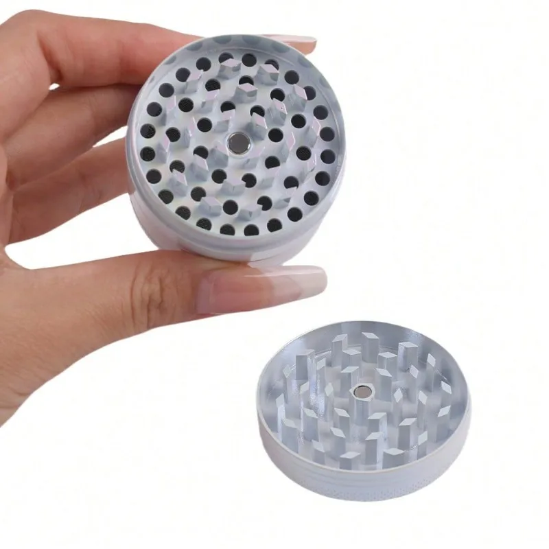 1.6/2 Inch White Gradient Rainbow Herb Grinder Four-layer Manual Tobacco Grinder Zinc Alloy Mortar Cigarette Cigar Grass Mills