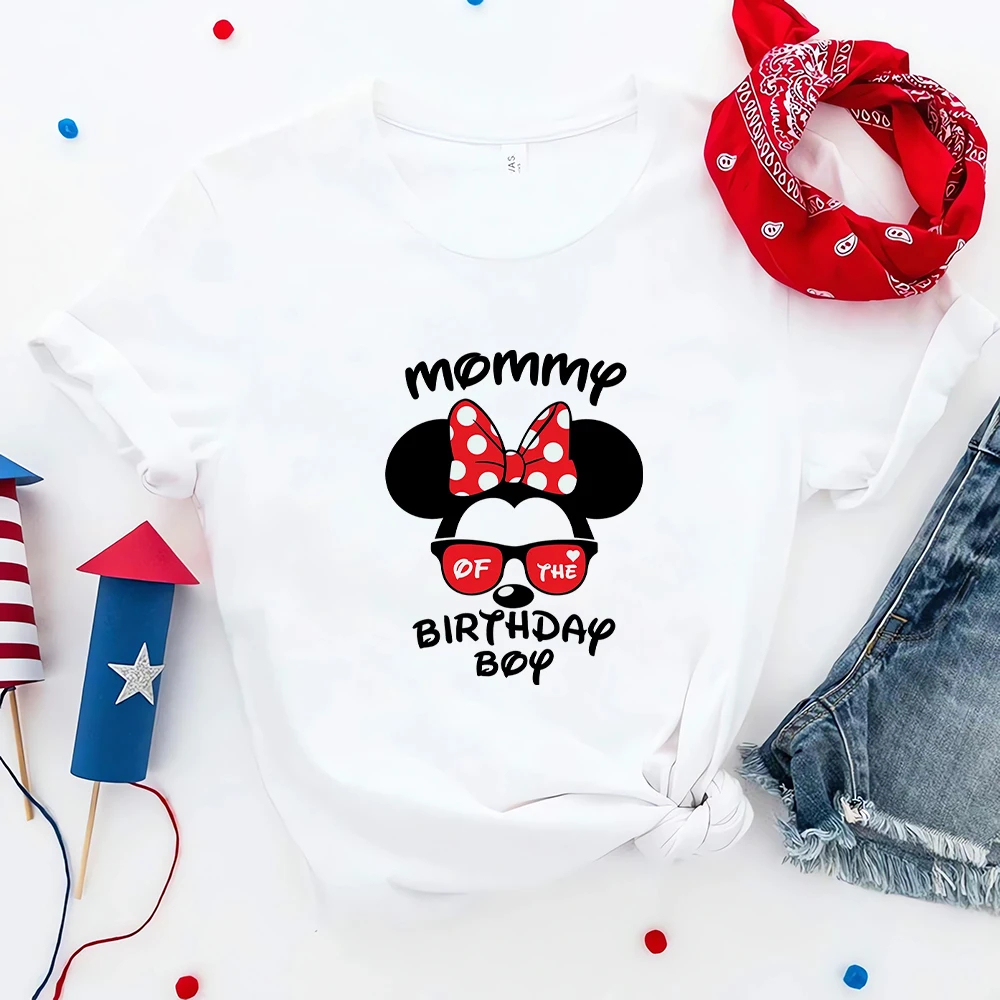 

Disney Birthday Squad Mommy T-shirt Mickey Minnie Fashion Trend Vacation Clothes Aesthertic Disneyland Shirt Summer Women Tops