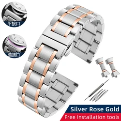 Sleek Stainless Steel Strap for Men and Women - Multiple Width Options (Silvery Rose glod)