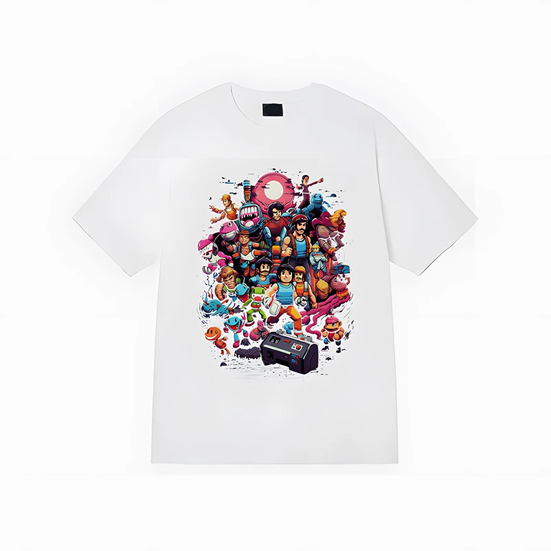 

Men's pure cotton 90s gaming-themed couple loose and versatile trendy T-shirt with game character print