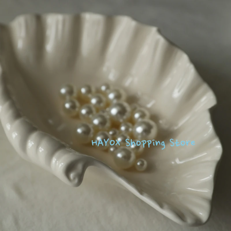 Three-dimensional Shell Plate Cream Retro Ceramic Plate Fruit Snack Dinner Tray Dish Set Jewelry Storage Dish Tableware dining dish