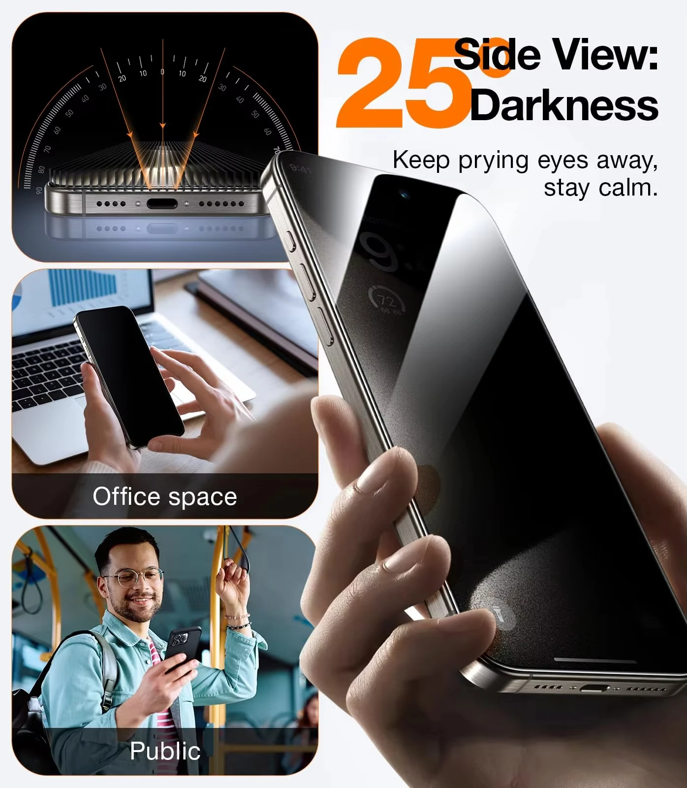 Privacy Screen Protector - Anti-Spy Tempered Glass, Pack of 1-5