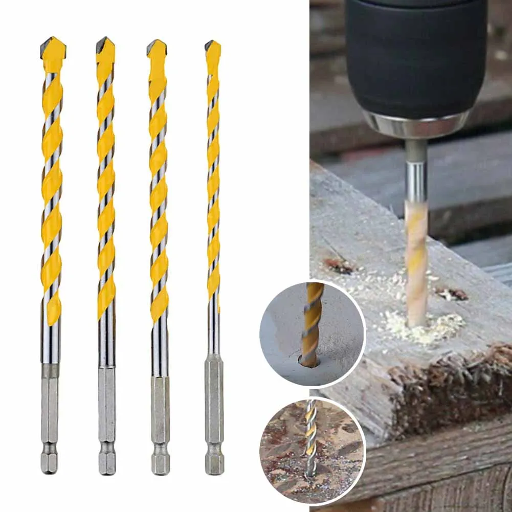 

4 Pcs 160mm Twist Drill Bits Tungsten Carbide 1/4'' Hex Shank For Masonary Concrete Brick Stone Drilling Power Tools Accessories