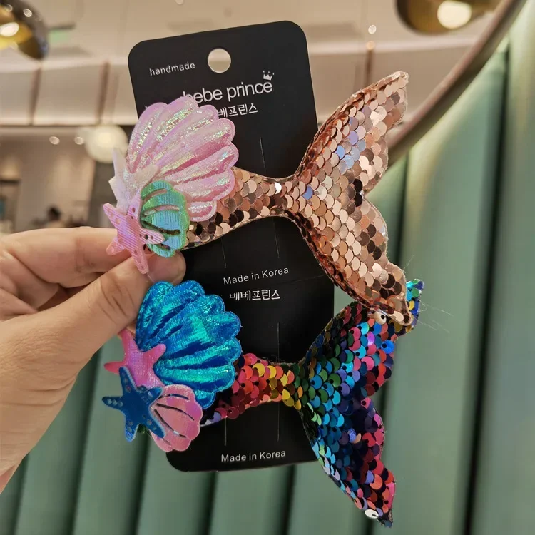 Disney Princess Hairdress Mermaid Tail Shell Starfish Edge Clip Hairclip Top Clip