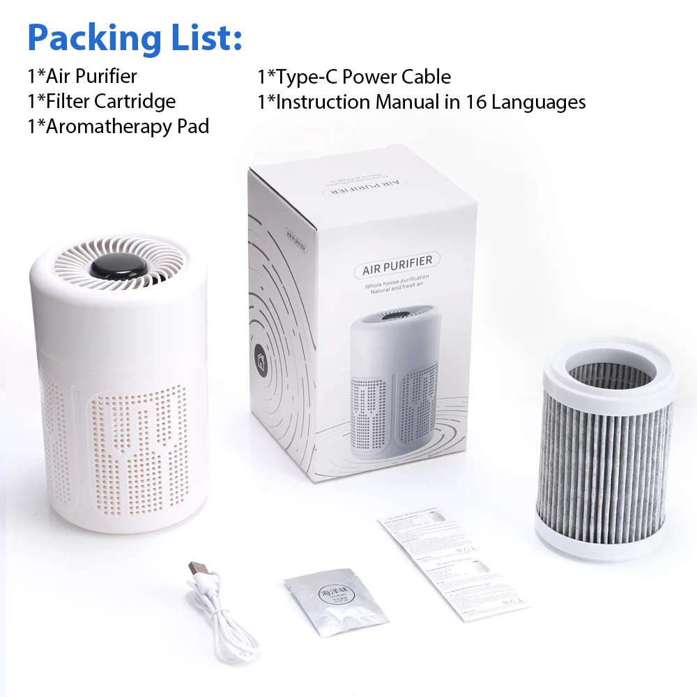 Mini Desktop Air Purifier HEPA Filter Negative Ion Technology Quiet Portable Air