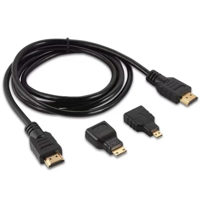 Cabo Hdmi 3 in 1 Plug Adaptador Hdmi Micro Mini 1,5m Full Hd