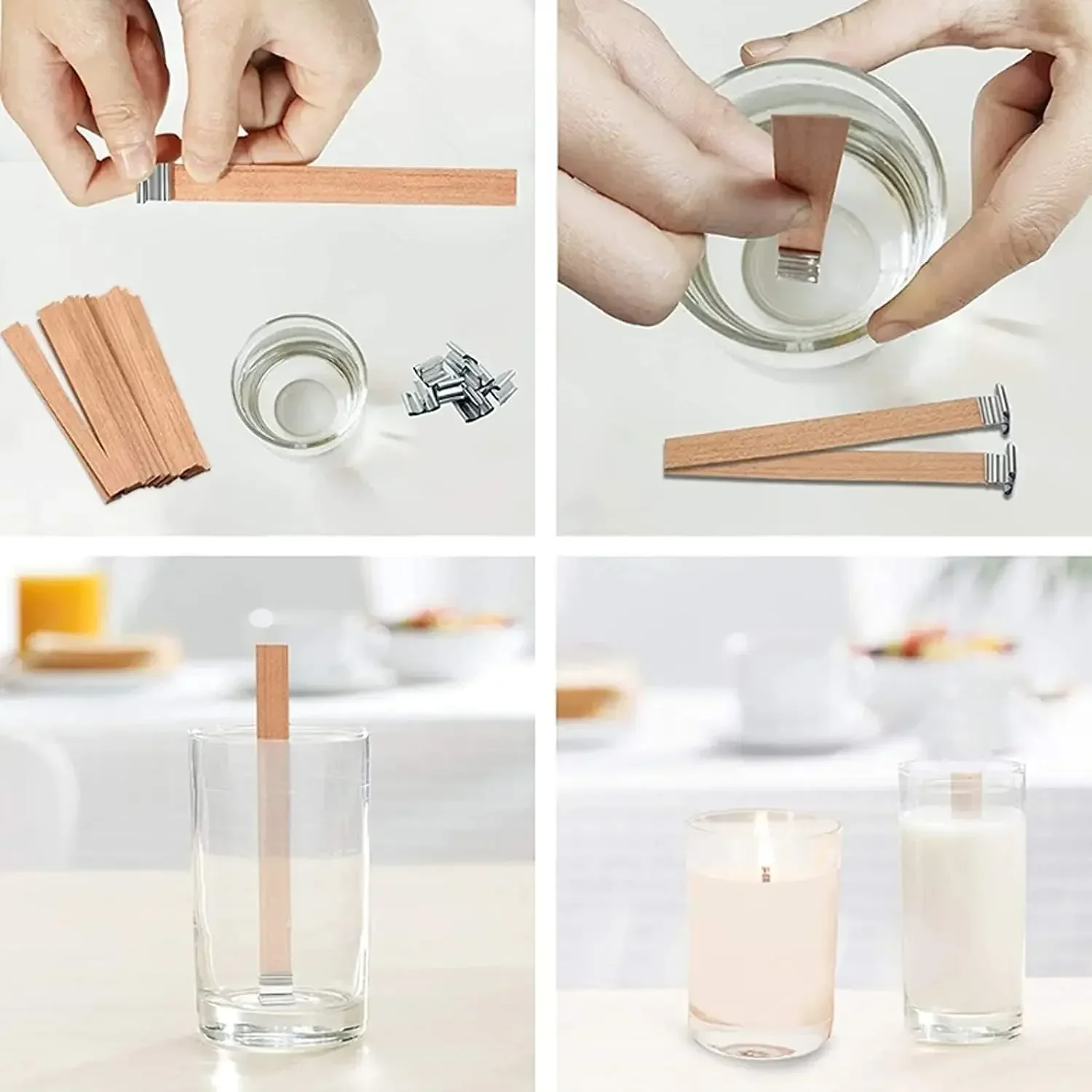 Artisanal Soy Wax Candles with Wooden Wicks and Candle-Making Guide