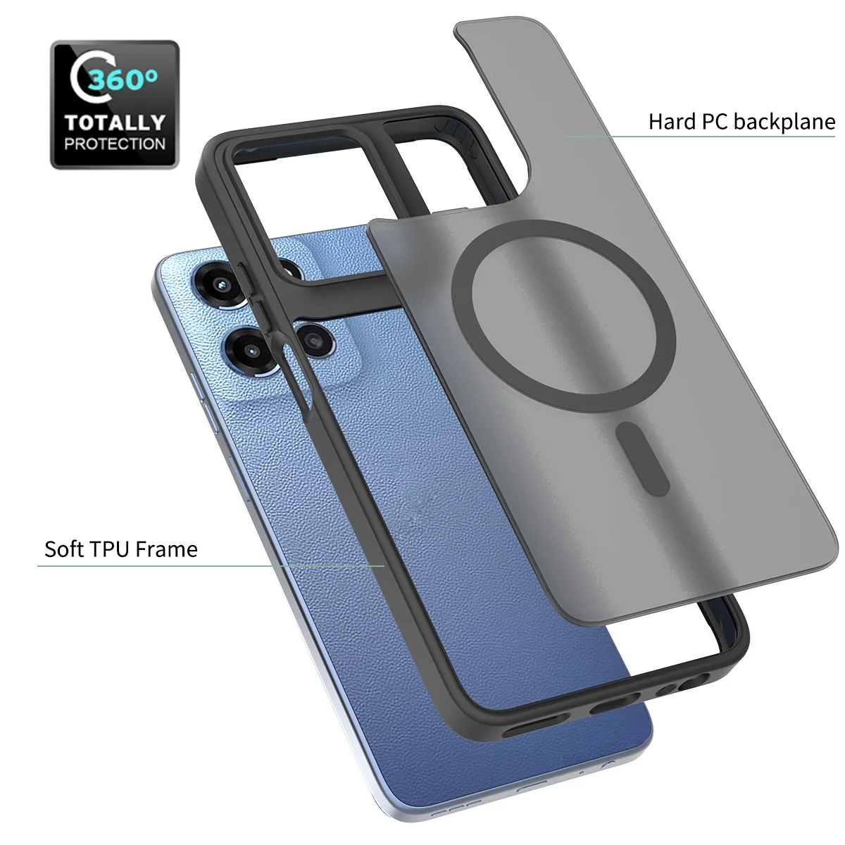 Matte Magnetic Case with MagSafe Compatibility - Drop Protection Slim Translucent Cover