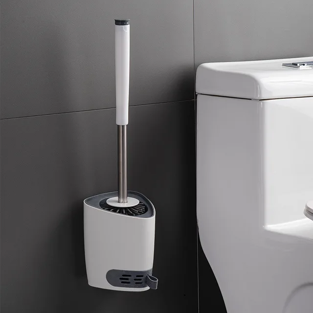 Hajkefe Wc-Kefék Tartóval, Falra Szerelt Hosszú, Kezelt Wc-Tisztító Kefe Modern Higiéniai Fürdőszoba Kiegészítők - Image 2