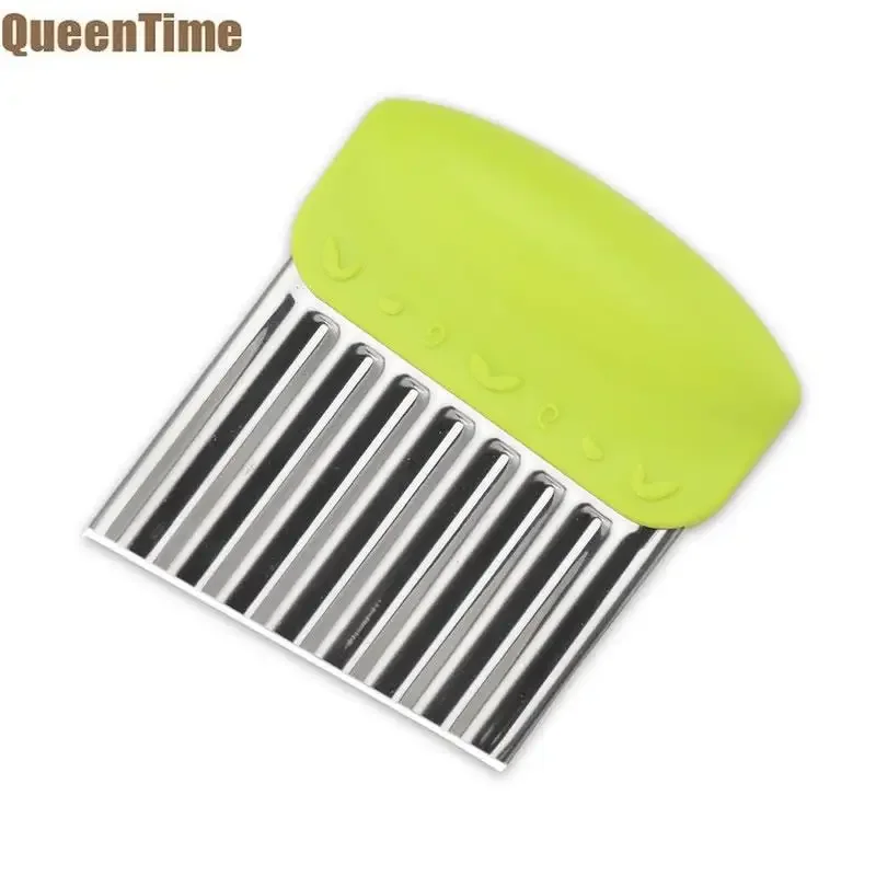QueenTime Wavy French Fries Cutter Stainless Steel Potato Slicer Vegetable Chopper Veggie Slicer Durable Kitchen Gadgets Cutter