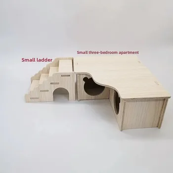 Casa per criceti in legno multi camera da letto piccolo labirinto per animali domestici giocattolo stanza paesaggistica casa per porcellini d'India gabbia per criceti gabbia per uccelli forniture per criceti