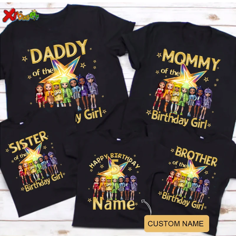 Girls Birthday T Shirts Girl Family Matching Outfits Party Custom Name 6 7 10 Years Old Girl Outfit Familia T Shirt 8th Shirts