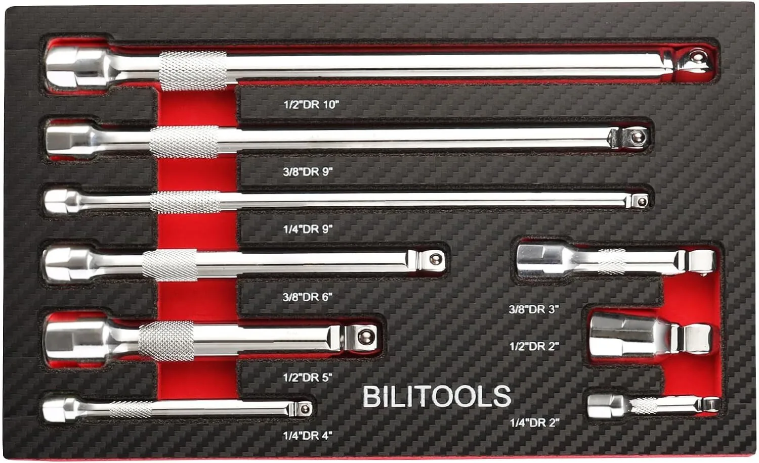 Wobble Extension Set, 9 PCS 1/4 3/8 1/2, Ratchet Extension Set, Socket Adapter - 2