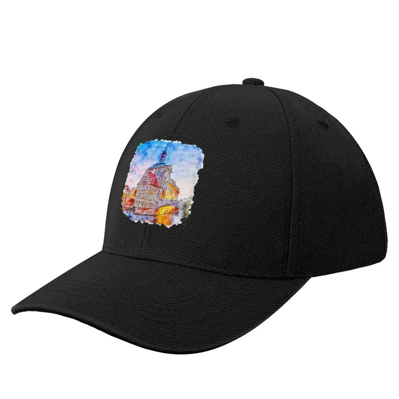 

Bamberg germany watercolor sketch hand drawn Baseball Cap Big Size Hat Trucker Cap Girl'S Hats Men's